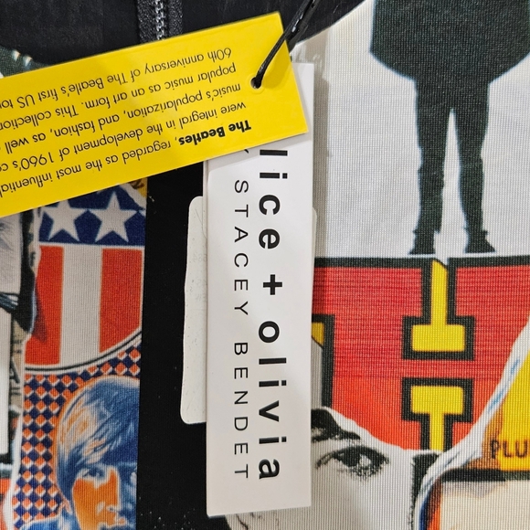 Alice + Olivia The Beatles Delora Mini Dress All Star Show 10 Long Sleeve NWT - Picture 6 of 7